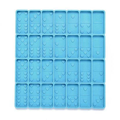 DIY Dominoes Silicone Molds, Resin Casting Molds, For UV Resin, Epoxy Resin Jewelry Making, Rectangle with Heart Pattern