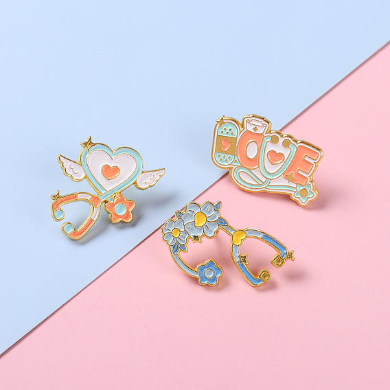 Alloy Brooches, Enamel Lapel Pin, with Butterfly Clutches, for Backpack Clothes, Echometer