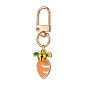 6 pcs 6 styles alliage émail pendentif porte-clés pivotant, lapin et carotte, or et de lumière