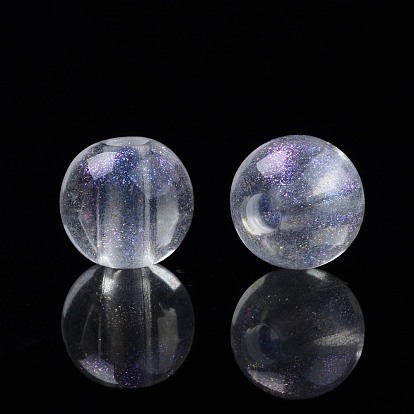 Transparent Acrylic Beads, Glitter Powder, Round