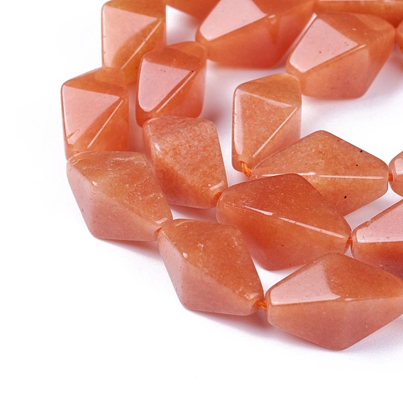 Natural Red Aventurine Beads Strands, Faceted, Bicone