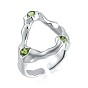 925 открытое кольцо-манжета с треугольником из стерлингового серебра, Полое кольцо светло-зеленого кубического циркония для женщин