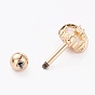 Brass Micro Pave Clear Cubic Zirconia Barbell Cartilage Earrings, with 304 Stainless Steel Pins and Synthetic Opal