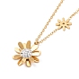 Crystal Rhinestone Flower Pendant Necklace, Ion Plating(IP) 304 Stainless Steel Jewelry for Women