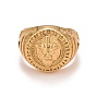 Chapado iónico (ip) 304 anillo de dedo de sello de león de acero inoxidable, anillo grueso para mujer
