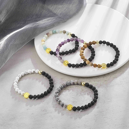Натуральные и синтетические смешанные драгоценные камни и браслеты из сплава Святого Бенедикта из бисера для женщин