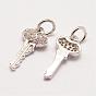 Brass Micro Pave Grade AAA Cubic Zirconia Charms, Long-Lasting Plated, Key, Cadmium Free & Nickel Free & Lead Free