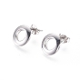 304 Stainless Steel Stud Earrings, Hypoallergenic Earrings, with Ear Nuts, Ring