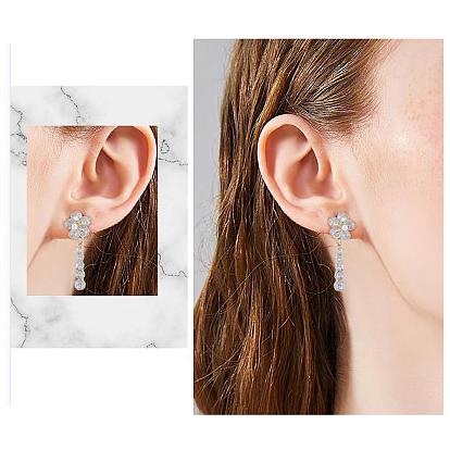 Fleur balancent boucles d'oreilles pendantes cubique zircone cristal strass perle fleur boucles d'oreilles fête de noël bijoux de mariage cadeaux pour les femmes