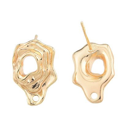 Brass Stud Earring Findings, with Horizontal Loops, Twist Teardrop, Nickel Free