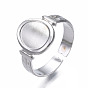 304 anillo de puño abierto ovalado de acero inoxidable, anillo grueso para mujer