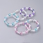 Acrylique transparent imité perles extensibles enfants bracelets, avec des perles transparentes en acrylique, ronde