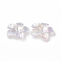 Transparentes bouchons acrylique de perles, Flower 5 pétales, nacré