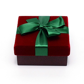 Boîtes de bonbons en papier carré, avec ruban et velours, pour l'emballage cadeau