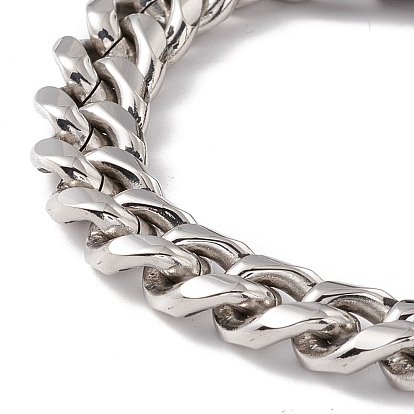 201 Stainless Steel Curb Chains Bracelet with Wolf Clasp for Women