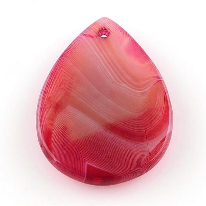 Natural Agate Pendants, Dyed, Drop, Mixed Style, 40~44.5x27.5~30x5~6.5mm, Hole: 2mm