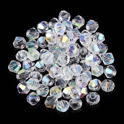 Galvanoplastie perles de verre transparentes, demi couleur ab plaqué, facette, Toupie