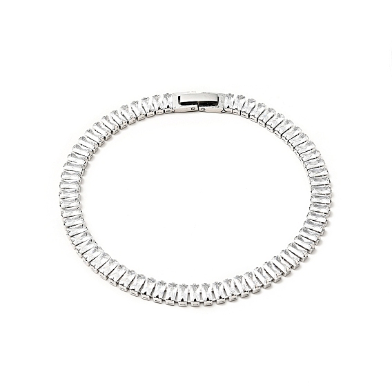 Clear Cubic Zirconia Tennis Bracelet, 304 Stainless Steel Chain Bracelet for Women