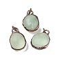 Natural Gemstone Pendants, with Red Copper Tone Brass Findings and Jump Rings, Cadmium Free & Lead Free, Oval