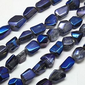 Natural Electroplated Quartz Crystal Beads Strands, Nuggets, 18~23x11~15x10~12mm, Hole: 1mm, about 24pcs/strand, 15.3 inch