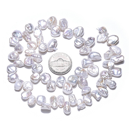 Natural Baroque Style Keshi Pearl Beads Strands, Cultured Freshwater Pearl, Nuggets