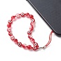 Evil Eye Beaded Phone Charm Crackle Glass Beaded Mobile Straps, with Nylon Cord