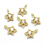Brass Charms, with Cubic Zirconia, Cadmium Free & Nickel Free & Lead Free, Star