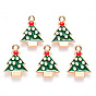 Alloy Enamel Pendants, for Christmas, Christmas Tree, Light Gold