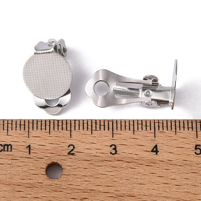 Conclusions de boucle d'oreille en laiton, avec coussin plat rond, 19x12x8mm, Trou: 3mm