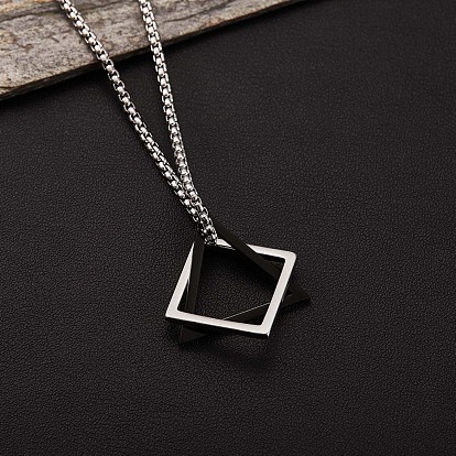 304 collier pendentif triangle et losange en acier inoxydable avec chaînes vénitiennes, bijoux de hanche punk pour femmes
