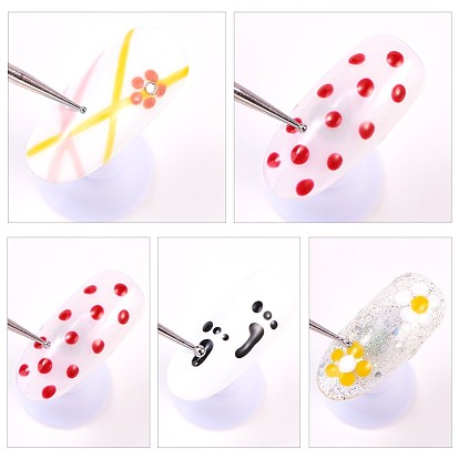 Double Different Head Nail Art Dotting Tools, UV Gel Nail Brush Pens, Plastic Handle & Stainless Steel Pen Head