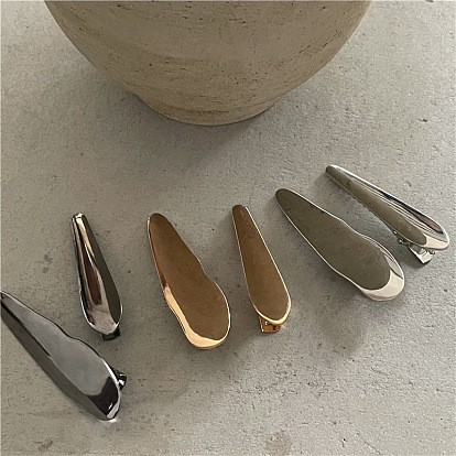 Metallic Gloss Waterdrop Hair Clip with Irregular Wave Lines and Alloy Duckbill for Stylish Look