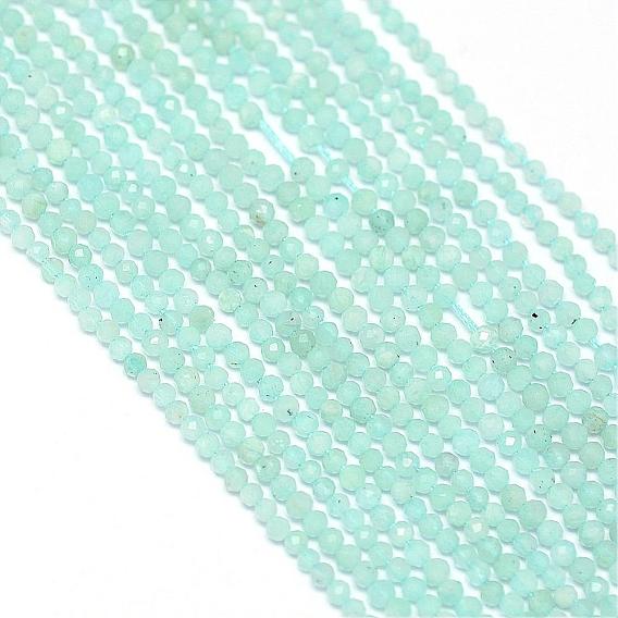 Natural Amazonite Bead Strands, Faceted, Round