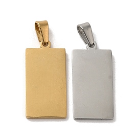Vacuum Plating 304 Stainless Steel Stamping Blank Tag Pendants, Rectangle Charm