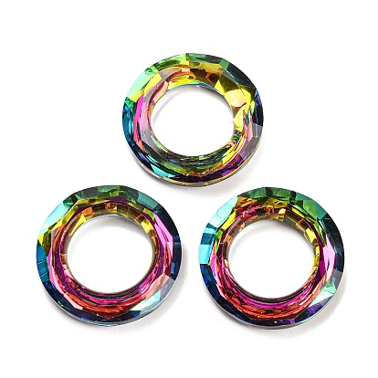 Anillos de unión de vidrio electrochapado, anillo cósmico de cristal, anillo prisma, facetados, anillo redondo