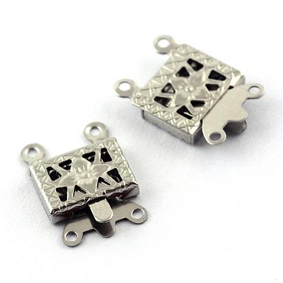 304 Stainless Steel Box Clasps, Rectangle, 4 Hole, 2 Loop