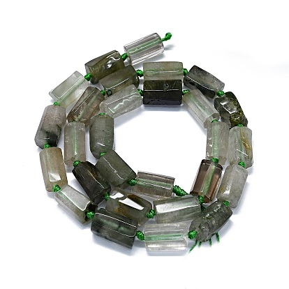 Естественный зеленый Rutilated кварцевые нити бисера, самородки