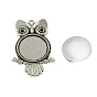 Pendant Making Sets, with Alloy Pendant Cabochon Settings and Glass Cabochons, Owl