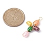 Dyed Natural Cultured Freshwater Pearl Pendants, Eco-Friendly Copper Wire Wrapped Cross Charms, Colorful