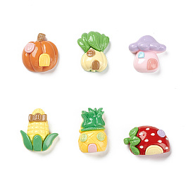 Opaque Resin Imitation Food Decoden Cabochons, Vegetables/Fruit House