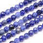Natural Sodalite Beads Strands, Faceted, Round, 4mm, Hole: 1mm, about 95pcs/strand, 15.35 inch