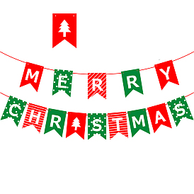 Paper Christmas Theme Flags, Hanging Banner, for Party Festival Home Decorations