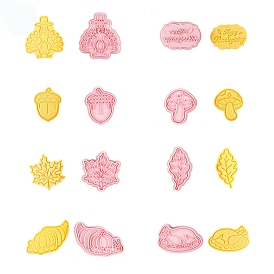 Ensemble de moules à bonbons en plastique pour le thème du jour de thanksgiving, feuille d'érable/dinde/champignon