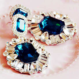 Luxury Sparkling Gemstone Flower Earrings with Diamond Studs
