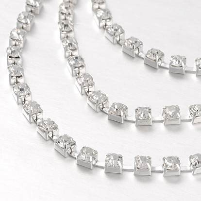 Tobilleras de latón diamante artificial con gradas, con cierres de pinza de langosta de aleación de zinc y cadenas de hierro
