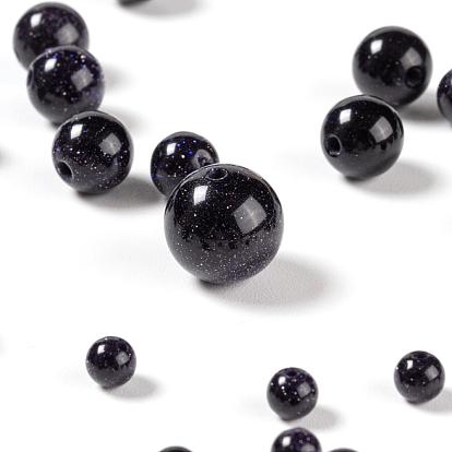 340Pcs 4 Sizes Synthetic Blue Goldstone Beads Strands, Round