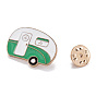 Alloy Enamel Brooches, Enamel Pin, with Butterfly Clutches, Car, Green