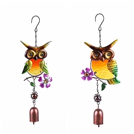 Owl Wind Chimes, Lampwork & Iron Art Pendant Decorations