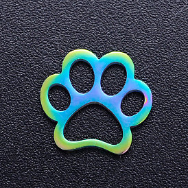Ion Plating(IP) 201 Stainless Steel Pet Filigree Joiners, Dog Paw Print