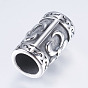 304 Stainless Steel Tube Beads, Large Hole Beads, Column with Flower
